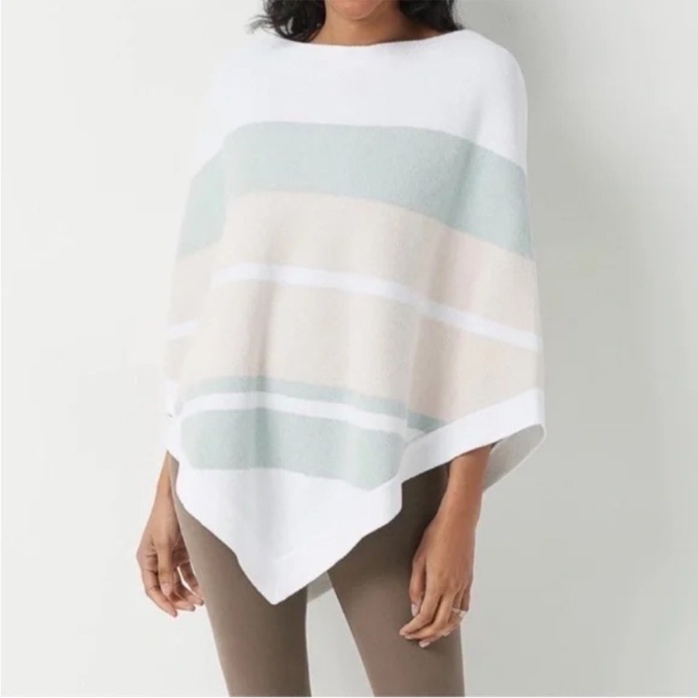NWT Barefoot Dreams Pink Multi Stripe CozyChic Ultra Lite Ocean Breeze Poncho OS